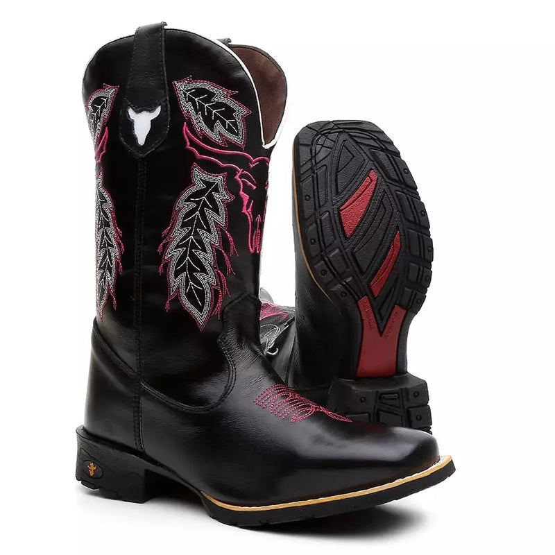 Bota Texana Feminina "Cara de Boi" Rosa - Esporatto