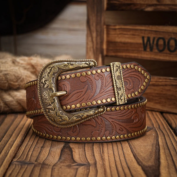 Cinto Western Antigo em Couro Premium – Esporatto